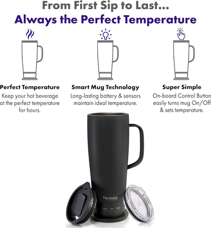 Nextmug Go - Temperature-Controlled, Self-Heating Travel Mug