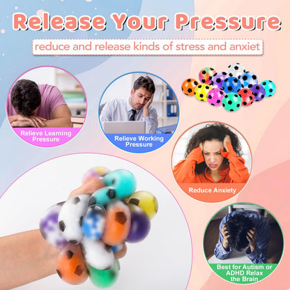 VESPRO 12 Pack Fidget Stress Balls for Adults, Cute Octopus Stress Sensory Stress Ball, Bulk Squishy Squeeze Ball Toys Set for Classroom Prizes and Birthday Party Favors