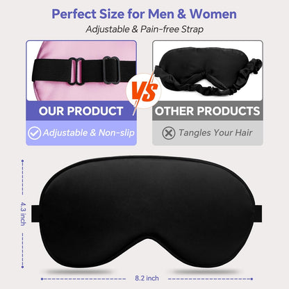 Sleep Eye Mask for Men Women, Lash Extensions 3D Sleeping Mask, Travel Blackout Night Blindfold Eye Shade Cover with Adjustable Strap (Black)