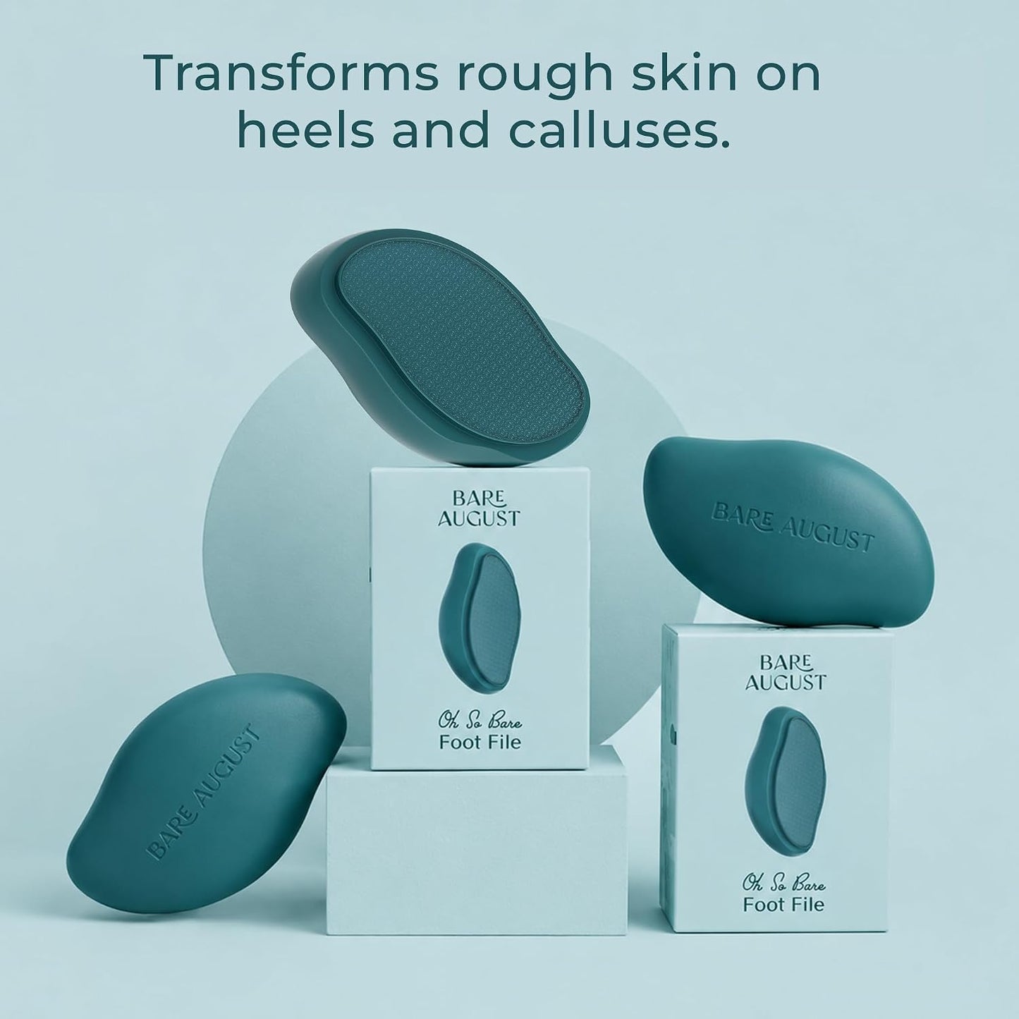 Bare August Glass Foot File Callus Remover- Heel Scraper & in Shower Foot Scrubber Dead Skin Remover - Pedicure Foot Buffer for Soft Feet