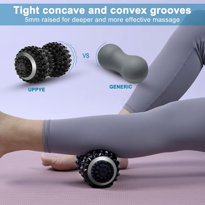 Uppye Vibrating Massage Ball for Pain Relif, Mobility Ball for Physical Therapy and Workout Recovery, Deep Tissue Myofascial Release Tools - Back, Shoulder (Peanut Head Vibrating Massage Ball Black)