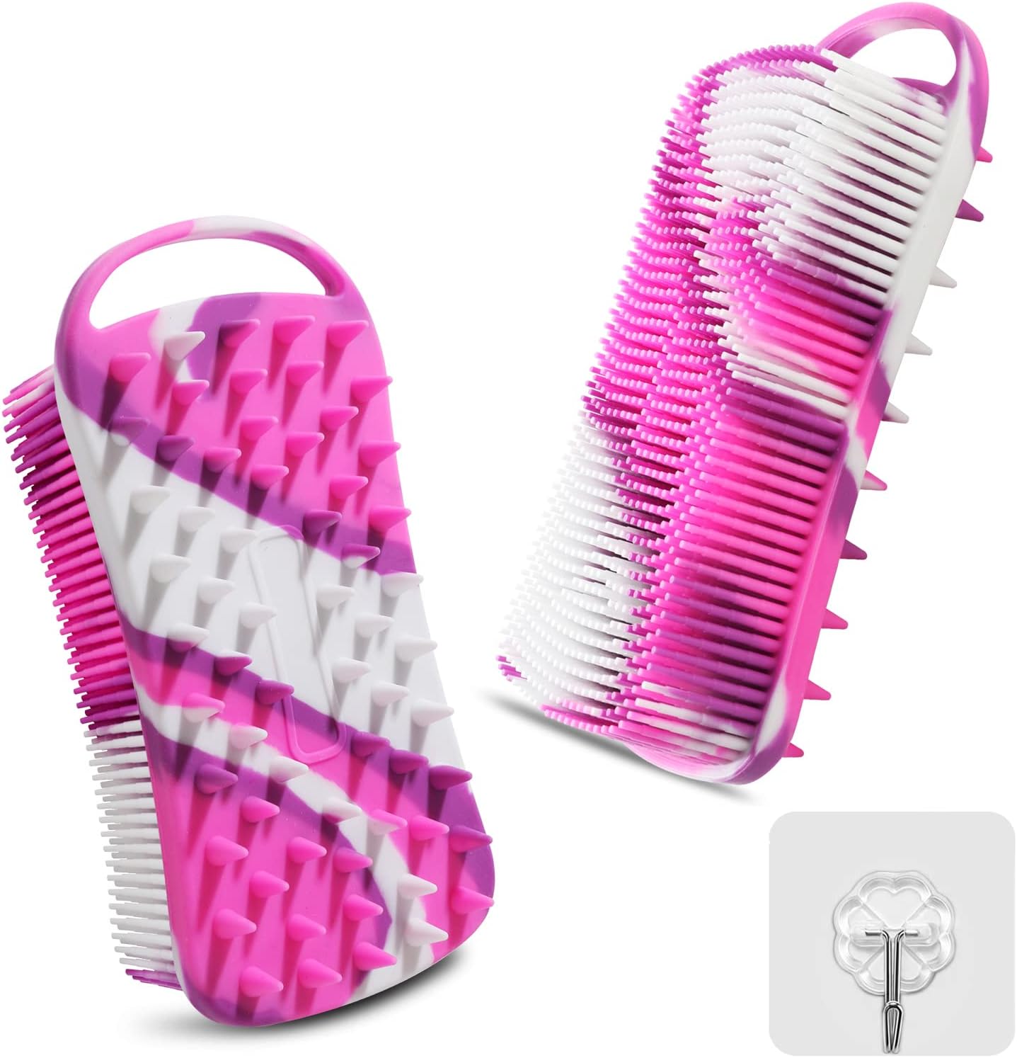2PCS Silicone Body Scrubber, Loofah for Women, Gentle Exfoliating Shower Cleaner Bath Brush, Rubber Body Wash Deep Cleaning & Exfoliator & Massage, Travel-Friendly for Bathroom