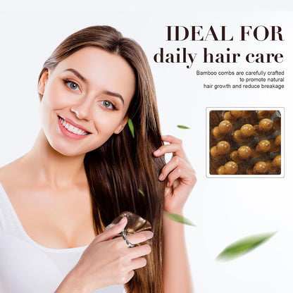 Wooden Scalp Massager for Hair Growth Support, Bamboo Scalp Massager Brush for Head Relaxation, Scalp Stimulation & Hair Oil Distribution, Natural Wooden Massager for Face and Body Care