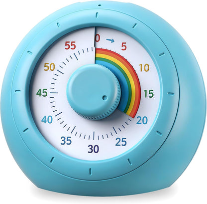Visual Timer for Kids, 60-Minute Silent Countdown for Classroom, Home, Office, Kitchen, Rainbow Pattern Desk Timer, Time Management Tools with Silent Operation, Pomodoro Timer (Green)