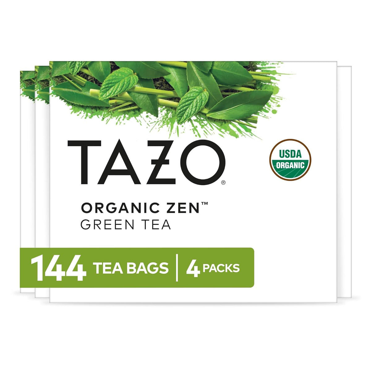 TAZO Organic Zen Green Tea Bags, 144 Total Tea Bags (36ct - Pack of 4)