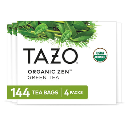 TAZO Organic Zen Green Tea Bags, 144 Total Tea Bags (36ct - Pack of 4)