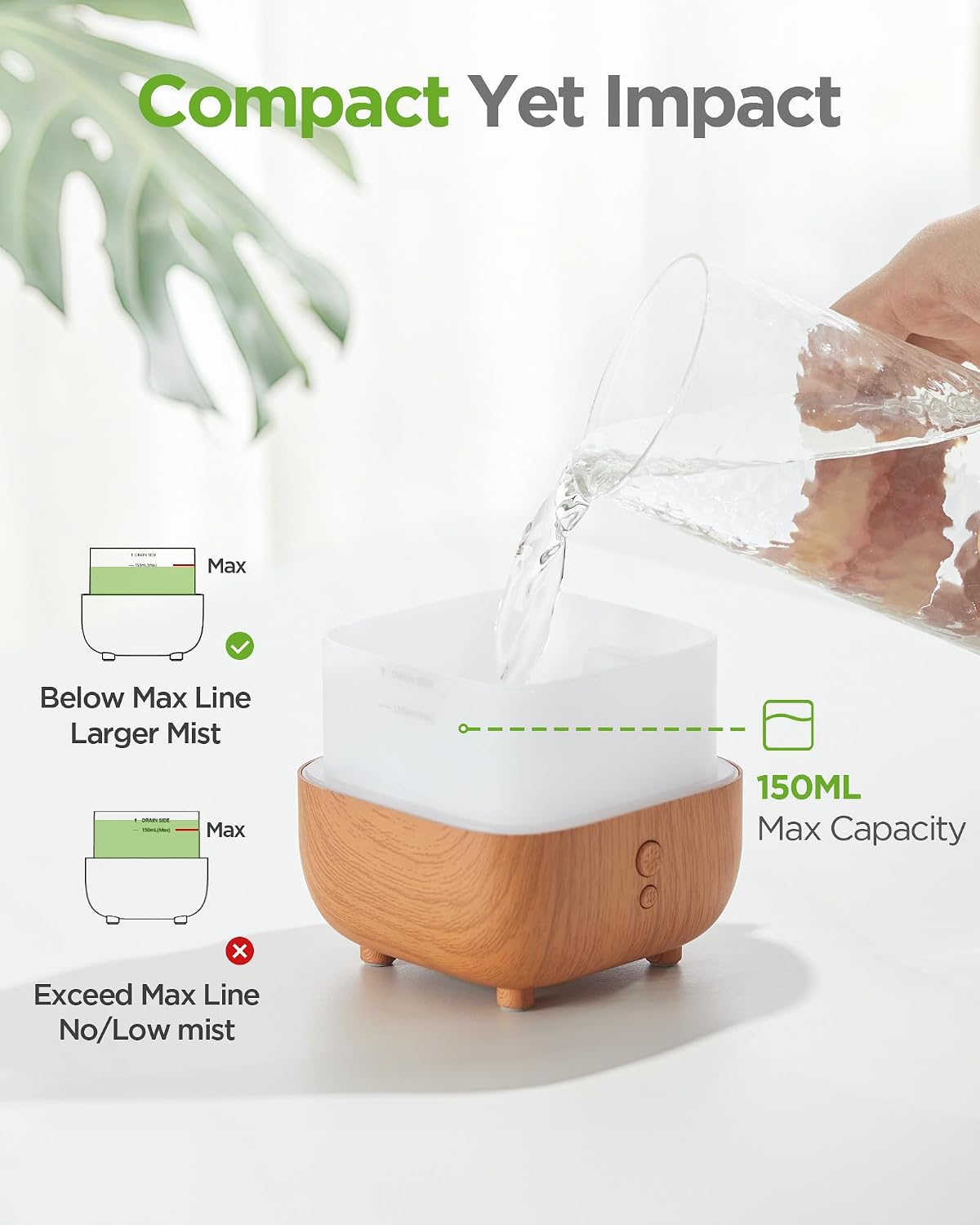 InnoGear 150ml Essential Oil Diffuser, 1 Pack 5-in-1 Diffusers for Home Scent 8 LED Color Aromatherapy Diffuser Air Desk Mini Humidifier Small Vaporizer Aroma for Computer Laptop Office, Medium