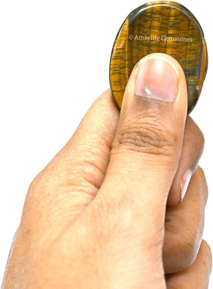 Amazing Gemstone Labradorite Thumb Worry Stone, Anxiety Stone, Healing Crystals - Piedra Crystal Fidget for Gift, Meditation, Calming, Relaxation, Stress Relief - Colors C