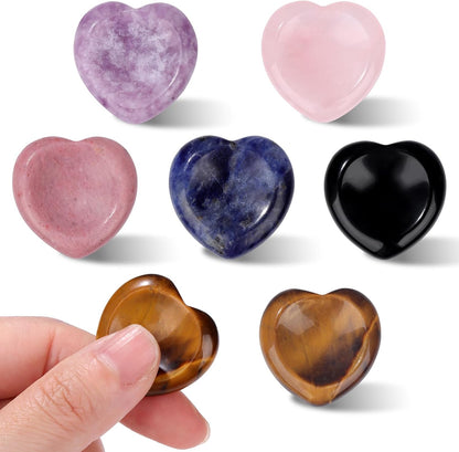 6PCS Thumb Worry Stone for Anxiety Healing Crystals Sets, Hand Carved Crystals and Healing Stones, Meditation Crystal Reiki Natural Relax Palm Stone for Anxiety Therapy Relief