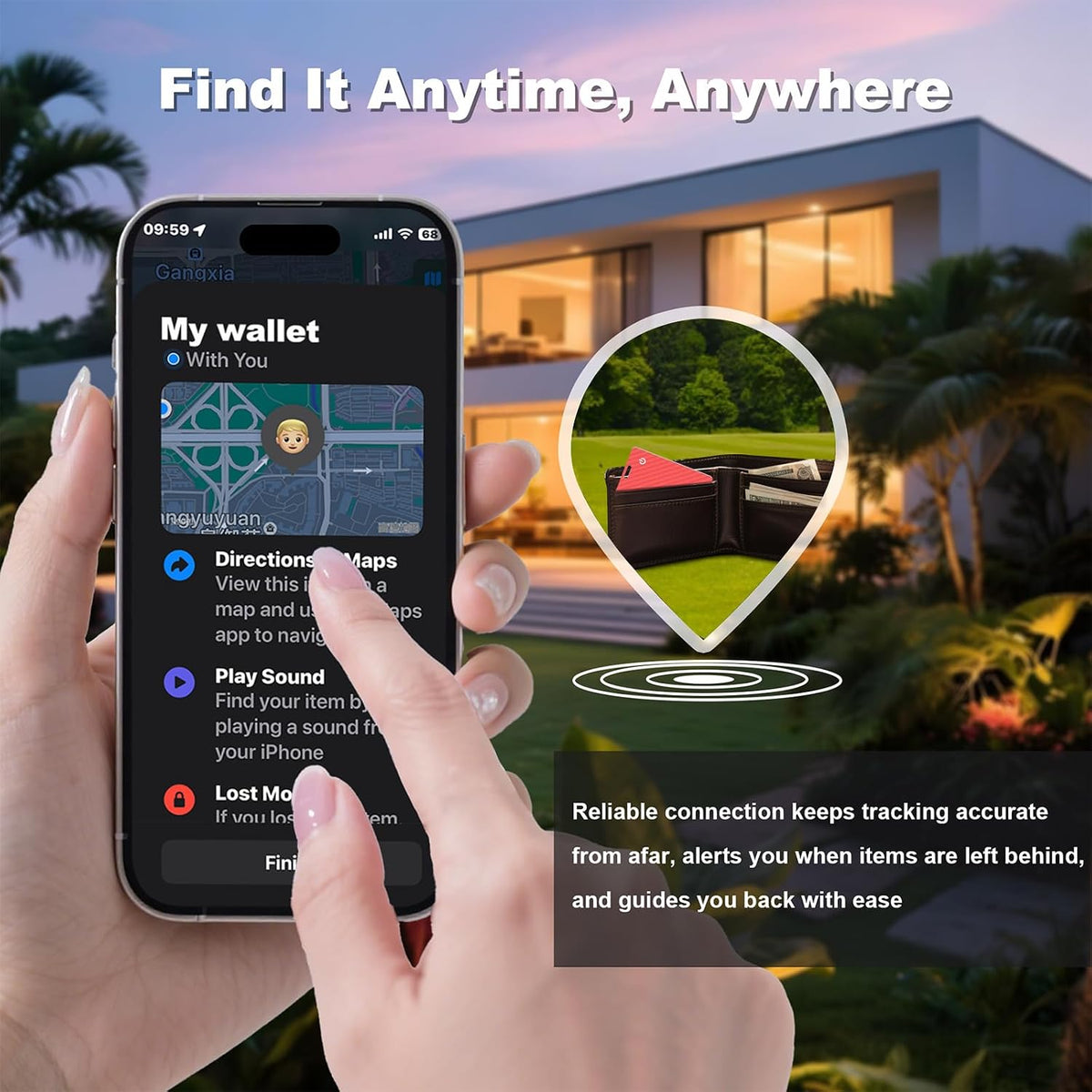 Wallet Tracker Card, Slim Rechargeable Bluetooth Item Locator, Smart Finder Compatible with Apple Find My for Wallet, Luggage, Passport, IP68 Waterproof (iOS Only) (Carbon Fiber Black)