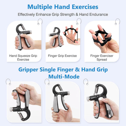 CYFIE Grip Strength Trainer Kit Adjustable 10-132Lbs Hand Exerciser Counter