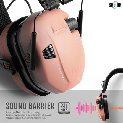 Savior Equipment Apollo Electronic Earmuffs For Shooting w/Gel Ear Pads, 24dB NRR, Noise Cancelling Ear Protection Headset