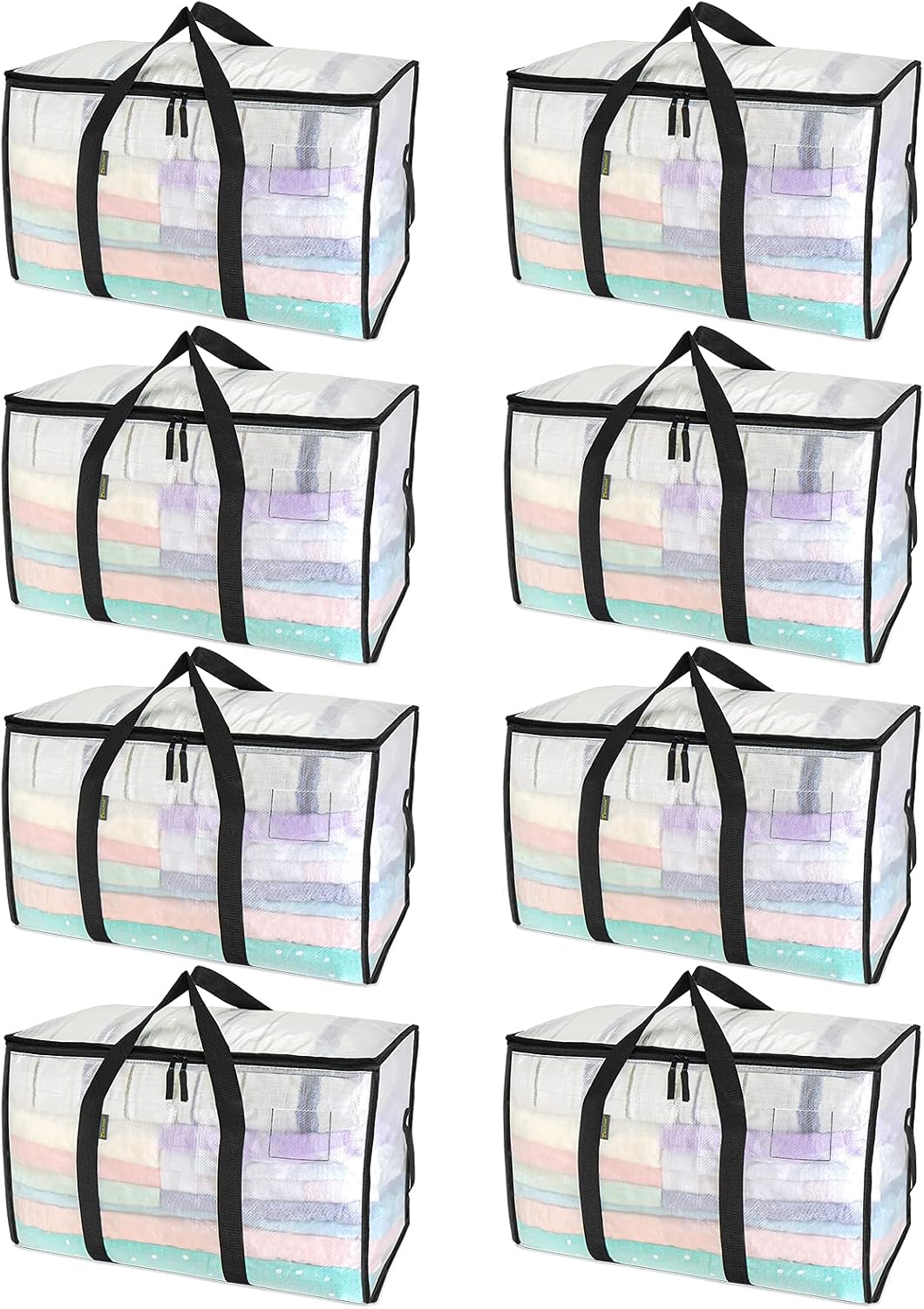 BALEINE Oversized Moving Bags with Reinforced Handles, Heavy-Duty Storage Tote for Clothes, Moving Supplies (Clear)