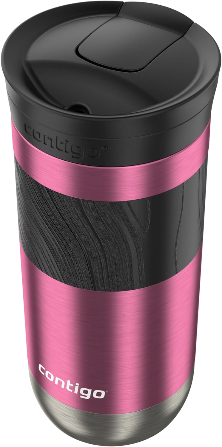Contigo SNAPSEAL Insulated Stainless Steel Travel Mug with Grip 20oz. Blue Corn Transparent Satin & Midnight Berry