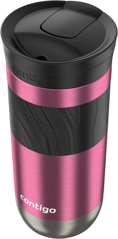Contigo SNAPSEAL Insulated Stainless Steel Travel Mug with Grip 20oz. Blue Corn Transparent Satin & Midnight Berry
