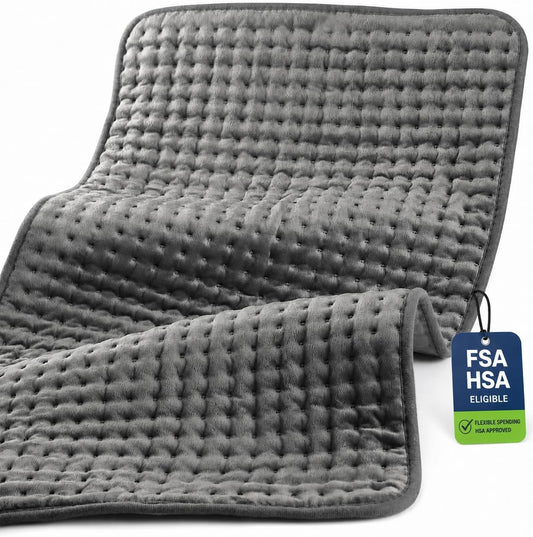 CooCoCo FSA Eligible 17 x 33 in Large Heating Pad, Gray