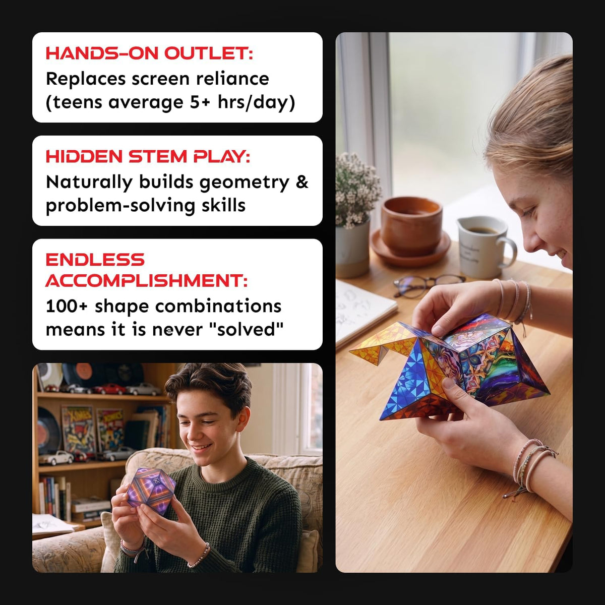 Shashibo DODECA Magnetic Puzzle Cube, Stress Relief Fidget Toy - Colors A