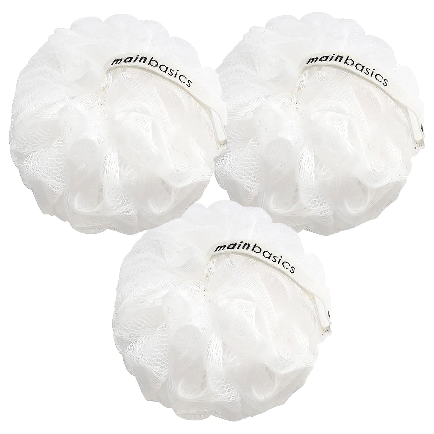 MainBasics Bath Shower Loofah Sponge Pouf Body Scrubber Exfoliator Body Wash Sponge (Set of 3, Airy Blossom)
