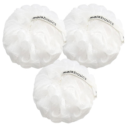 MainBasics Bath Shower Loofah Sponge Pouf Body Scrubber Exfoliator Body Wash Sponge (Set of 3, Airy Blossom)