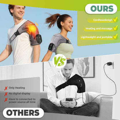 Shoulder Heating Pad with Massage, FSA Eligible Items List, Shoulders Massager for Pain Relief, Left Right Heated Shoulder Wrap for Rotator Cuff & Shoulder Brace Support, HSA Approved Products Only