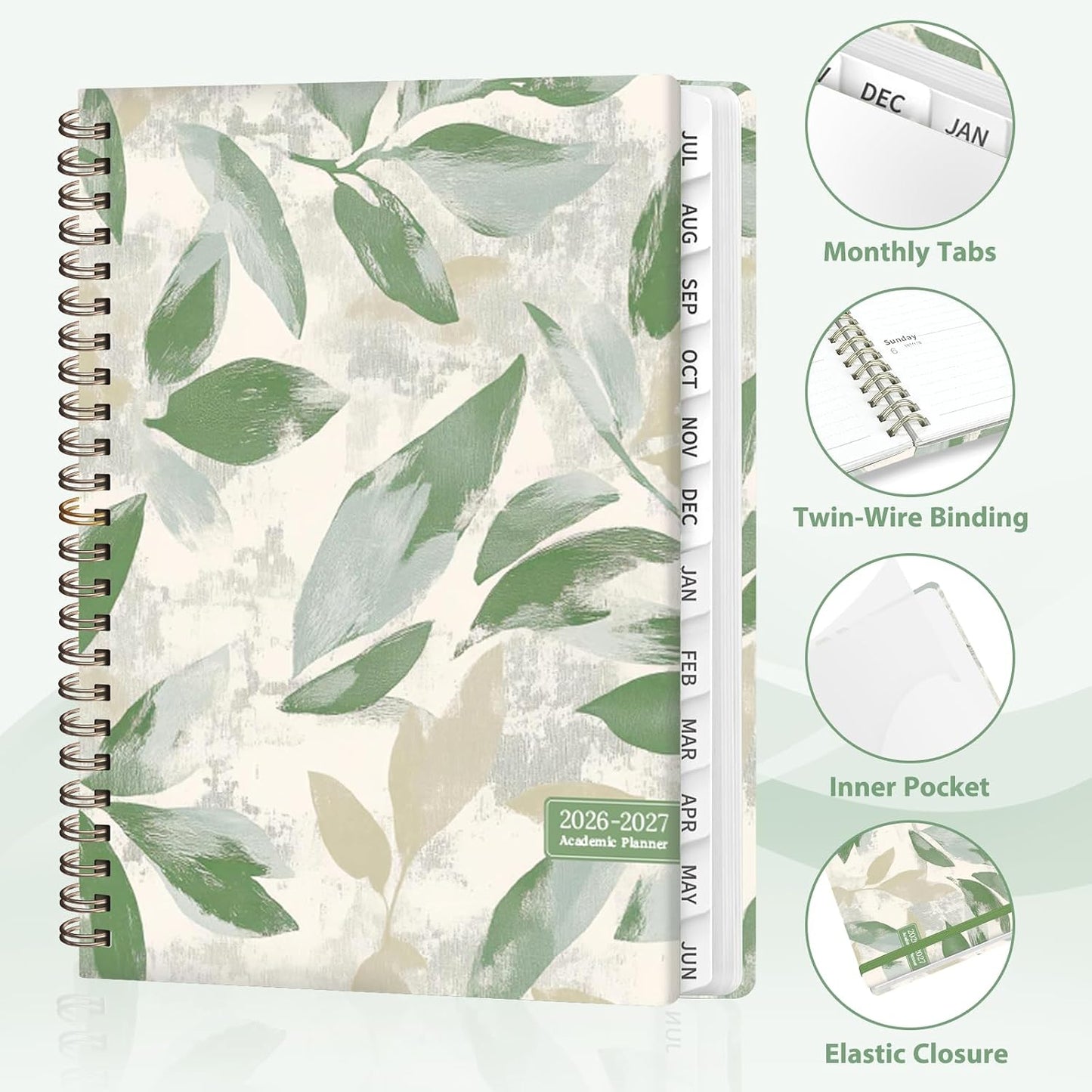 Planner 2026-2027, Weekly and Monthly Calendar Planner, JUL 2026 - JUN 2027 | A5(6.3'' x 8.5''), Hardcover, Agenda Book, Sprial Bound, Inner Pocket, Office and School Use