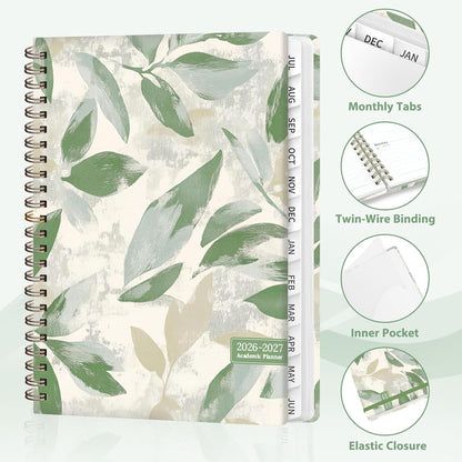 Planner 2026-2027, Weekly and Monthly Calendar Planner, JUL 2026 - JUN 2027 | A5(6.3'' x 8.5''), Hardcover, Agenda Book, Sprial Bound, Inner Pocket, Office and School Use