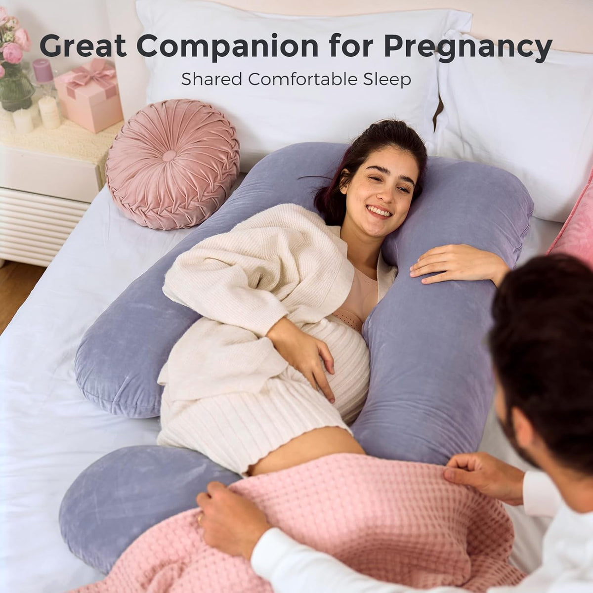 Momcozy Cooling Pregnancy Pillow - U Shaped Full Body Maternity Pillow