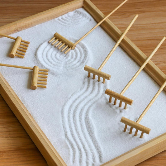 Mini Zen Garden Rake Tool - Japanese Tabletop Rock Sand Garden Tools Accessories Desktop Meditation Zen Decor Zen Gifts Office Relaxation Adult Toy Man Women Unique Stress Relief Birthday Gifts