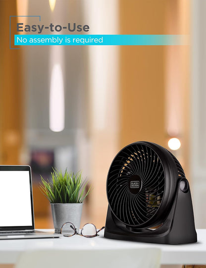 BLACK+DECKER 4" Convertible Cooling Fan, 3-Speed, Type-C USB, 2-Pack, Black