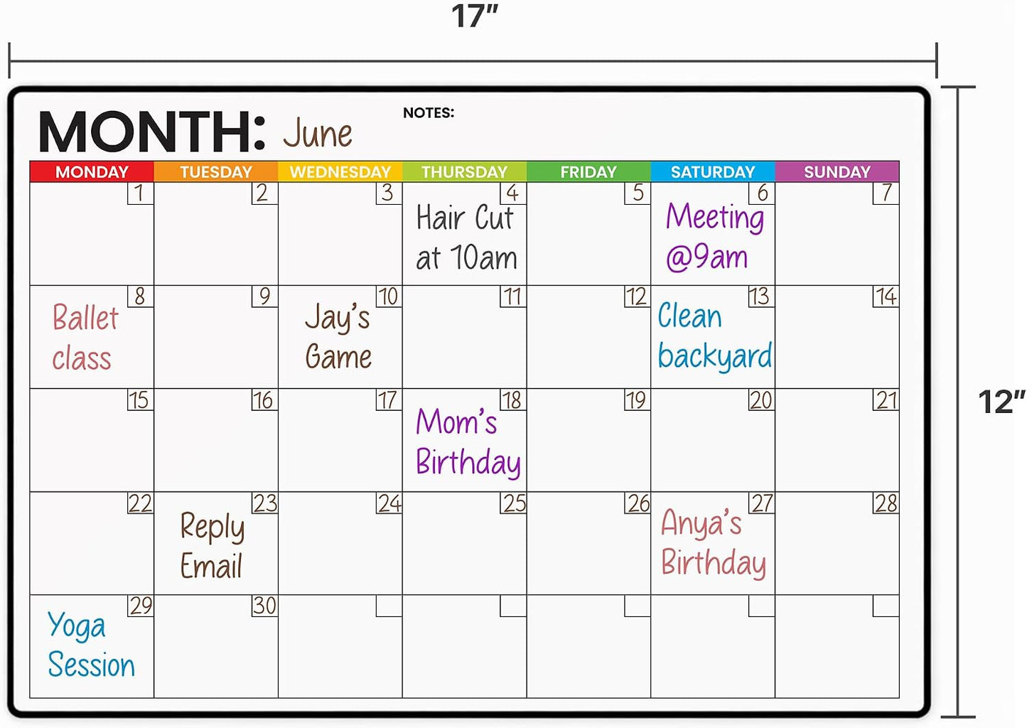 Magnetic Whiteboard for Fridge - Large Dry Erase Calendar for Wall | 2 Magnetic Dry Erase Board 10.5" x 16.5" & 7" x 16.5", Monthly Goal Setting & Habit Tracker, 5 Markers and 6 Adhesive Hooks