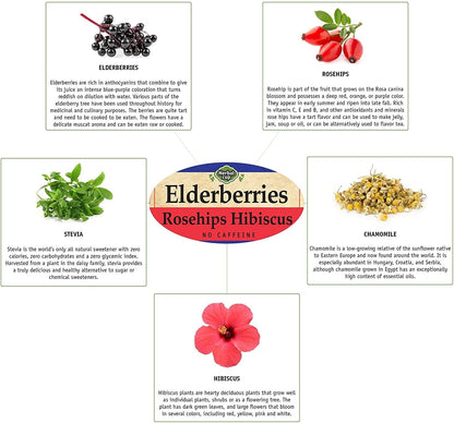 Herbal Cup Ayurveda Elderberries Tea, Organic Rosehips Hibiscus, No Caffeine Herbal Supplement (16 Count, Pack of 1)