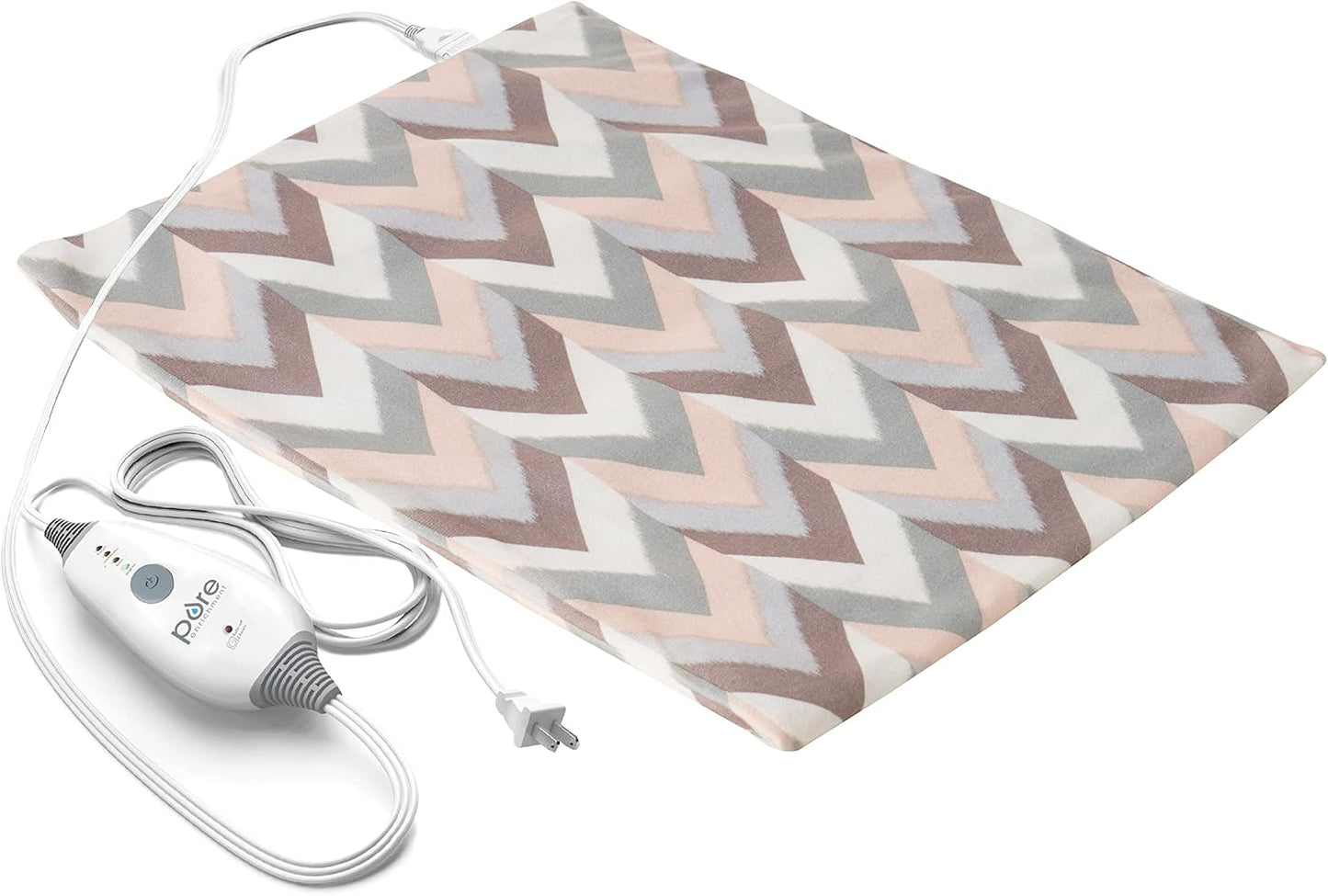 Pure Enrichment PureRelief Express Designer Series Electric Heating Pad - 12” x 15” Fast-Heating with 4 Heat Settings, Machine-Washable Fabric, & 2-Hour Auto Safety Shut-Off - Cerulean Diamond