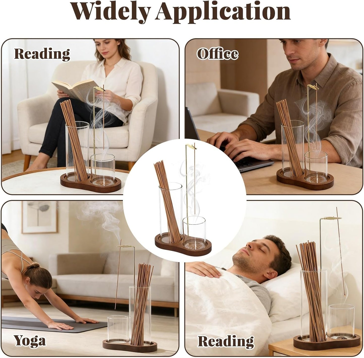 2-in-1 Glass Incense Holder with Ash Collector and Incense Stick Storage Upside Down Hanging Incense Holder, Anti-Splashing Design, Perfect for Meditation, Yoga, Spa, and Home Decoration