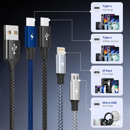 4 in 1 Multi Charging Cable, 5FT Charging Cords for Multiple Devices