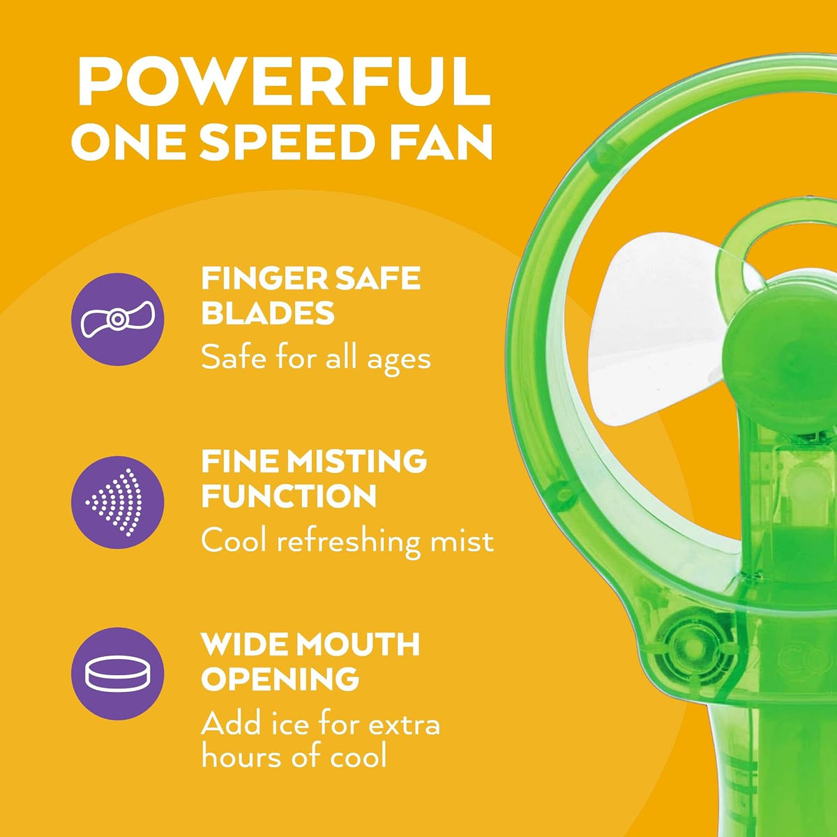 O2COOL Deluxe Handheld Misting Fan Battery Powered Green