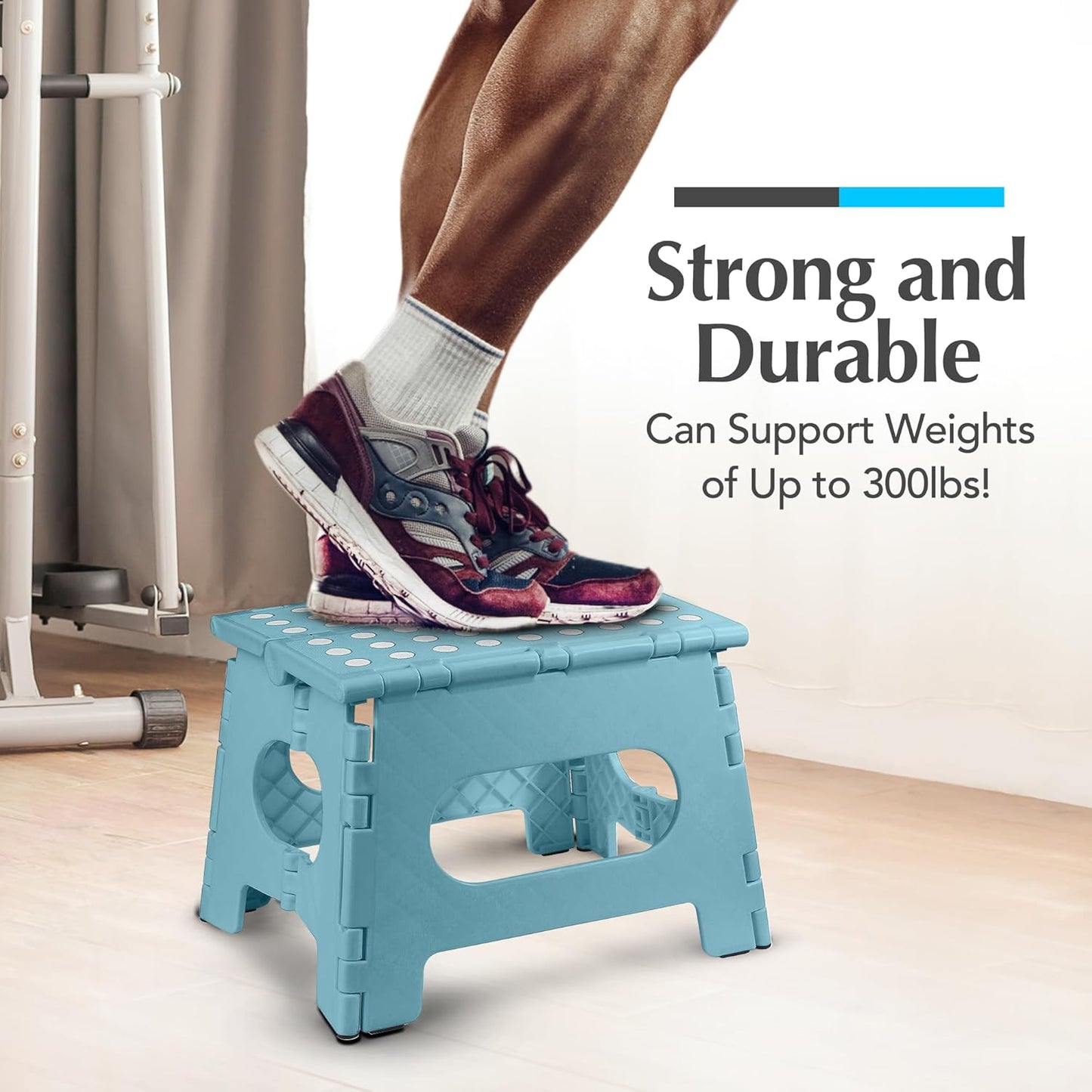 Handy Laundry Folding Step Stool - Sturdy Enough Collapsible Stool to Support Adults - Opens Easy with One Flip - Great for Kitchen, Bathroom or Bedroom (Black - 9 Inch)