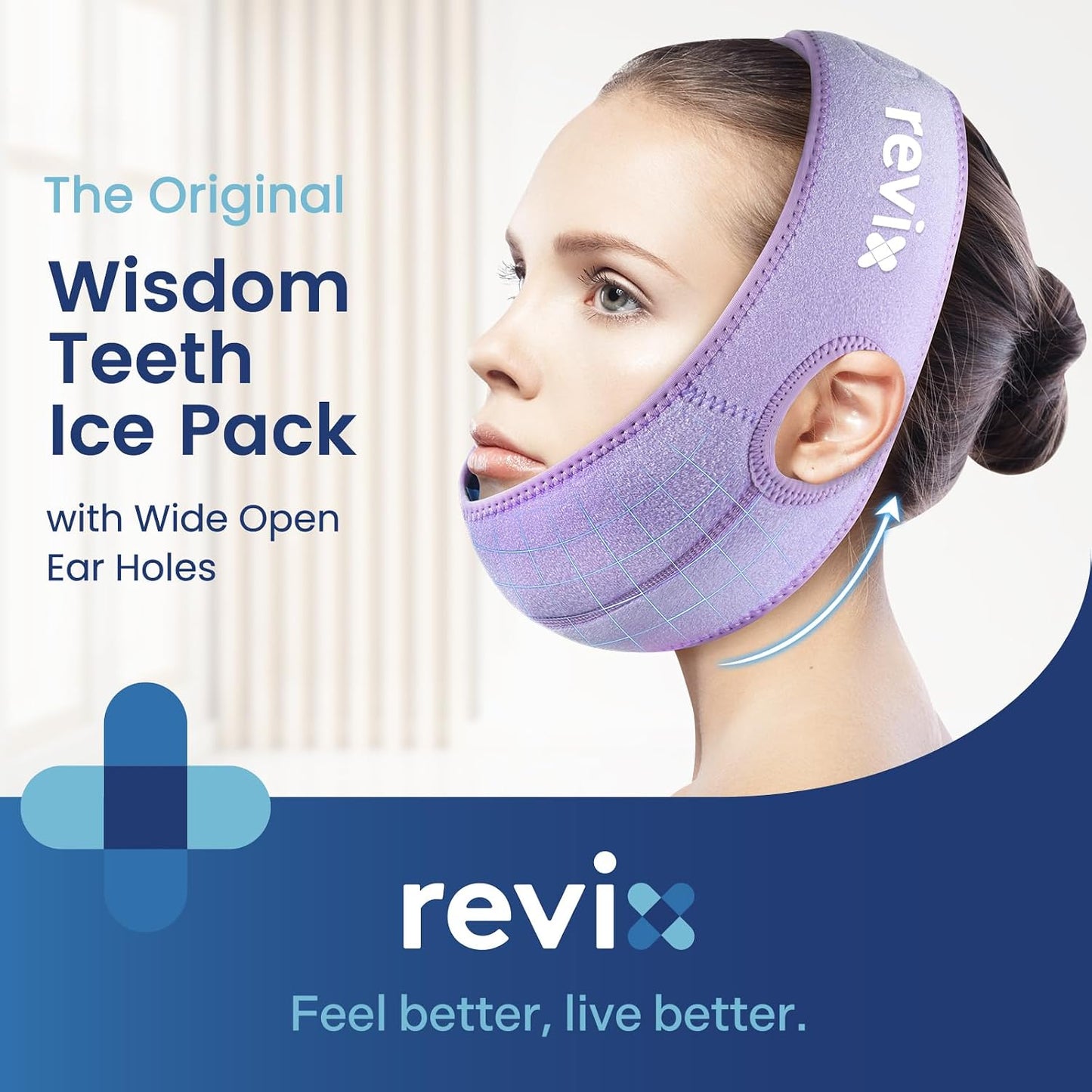 REVIX Wisdom Teeth Ice Pack Head Wrap with 3D Sewing Jaw Ice Pack for Face Oral Surgery Pain Relief for TMJ, Tooth Extraction & Teeth Removed, Extra Snug Fit with 4 Hot Cold Gel Packs Reusable, Black