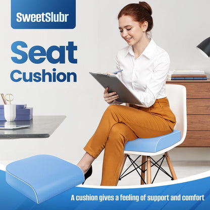 SweetSlubr Seat Cushion for Tailbone Pain Relief, Office Chair Cushion, Chair Pad, Memory Foam Large Cushion with Non-Slip Cover for Soft Support at Office Chair, Car Seat, Airplane, Black/Large