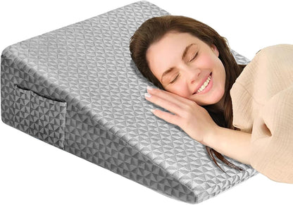 Wedge Pillow for Sleeping, 7.5" Memory Foam Bed Wedge Pillow