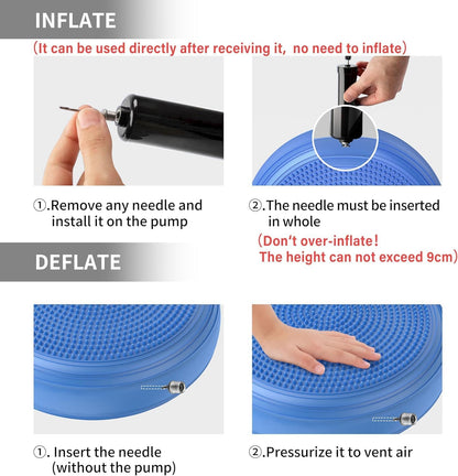 Inflated Wobble Cushion,Dyna Disc,Circular Non-slip Texture for Comfortable Sitting,Wiggle Seat to Improve Posture, Fitness, Stability for Sensory Kids Adults,Balance Seat with Pump for Core Strength