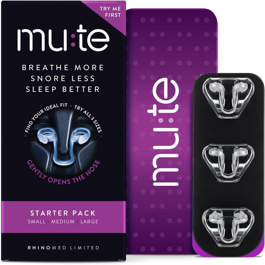Rhinomed Mute Nasal Dilators for Sleep, Snoring Solution, Starter, 3 Sizes