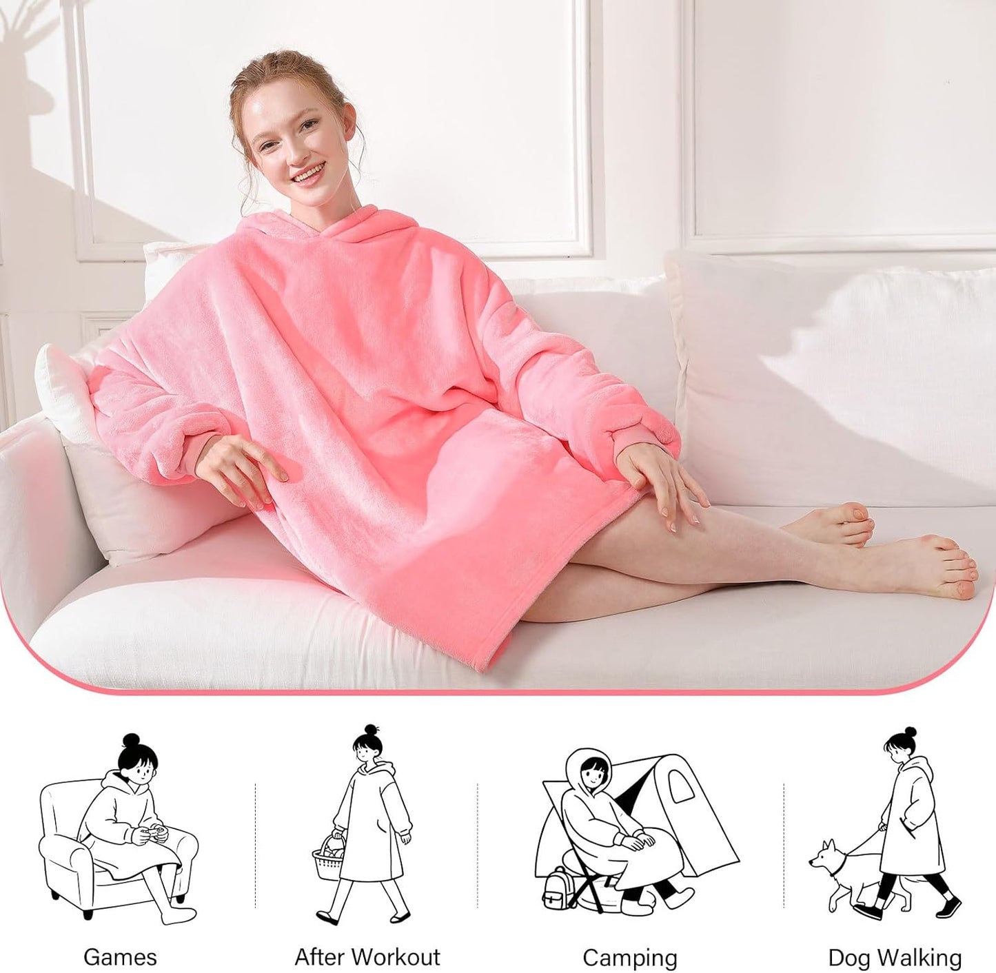 LetsFunny Blanket Hoodie,Oversized Wearable Sherpa Fleece Blanket Sweatshirt,Super Soft Warm Cozy with Giant Pocket,Gifts for Women Men Adults Teenagers, One Size Fits All