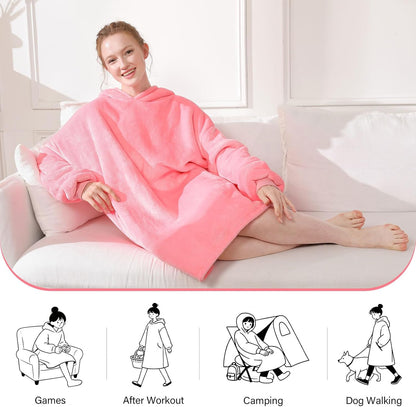 LetsFunny Blanket Hoodie,Oversized Wearable Sherpa Fleece Blanket Sweatshirt,Super Soft Warm Cozy with Giant Pocket,Gifts for Women Men Adults Teenagers, One Size Fits All