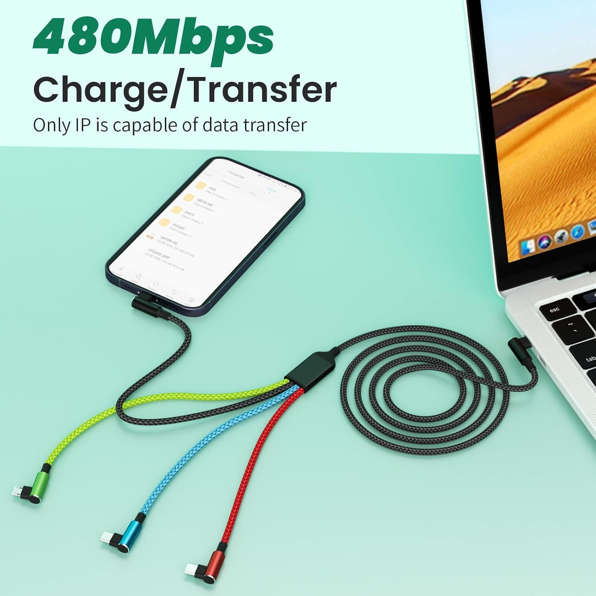 4 in 1 Multi Charging Cable, 5FT Charging Cords for Multiple Devices