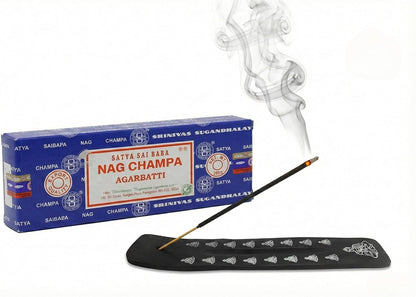 Incense Sticks Variety Pack with Wooden Holder | Nag Champa, Rose, Lavender, White Sage, Frankincense, Palo Santo & Sandalwood | Hand-Rolled Masala Incense