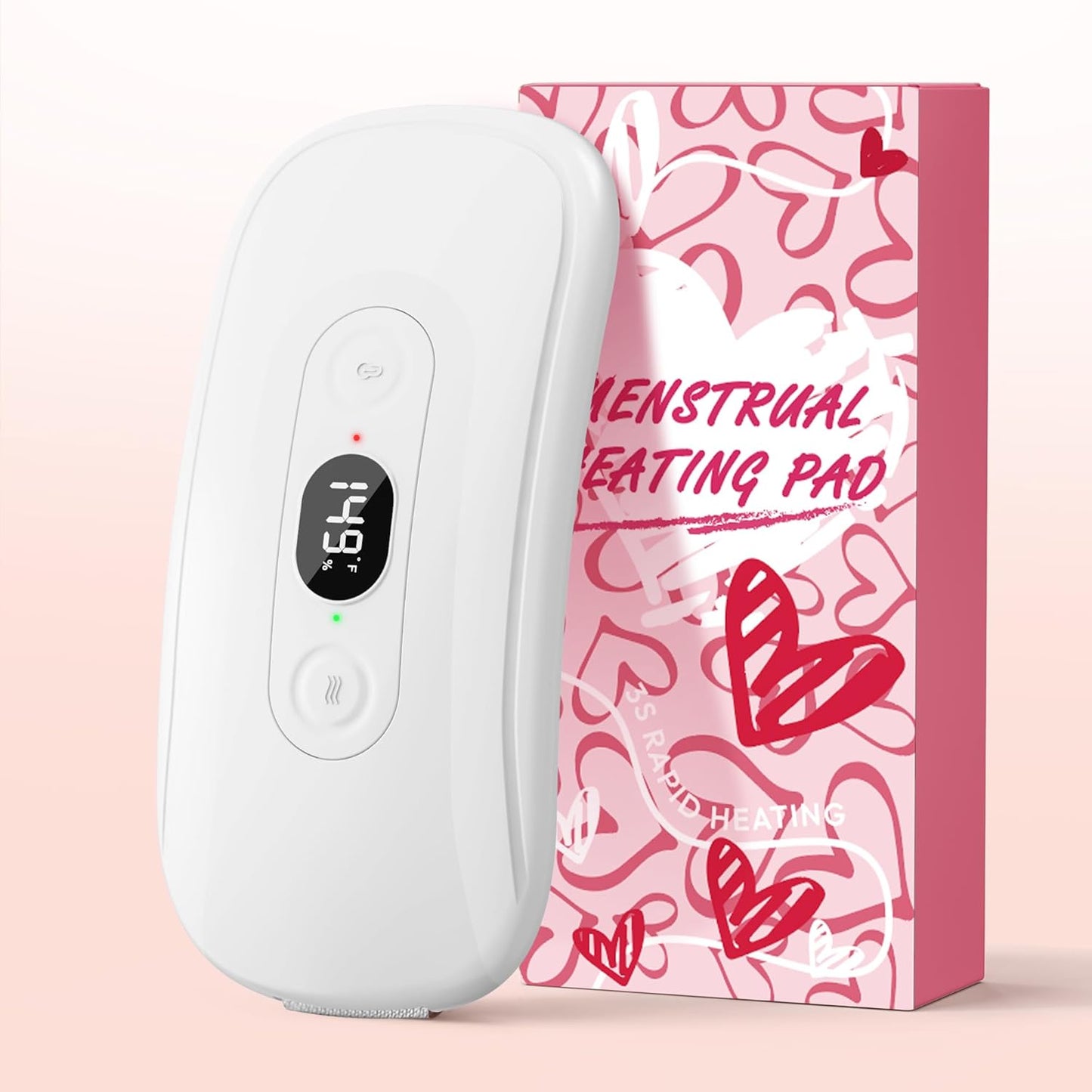 Portable Heating Pad: 2 Timer 6 Heat Levels 6 Vibration Modes Cordless Electric Heating Pad 3s Fast Heating Travel Heating Pad Gifts for Women Christmas Birthday Pink
