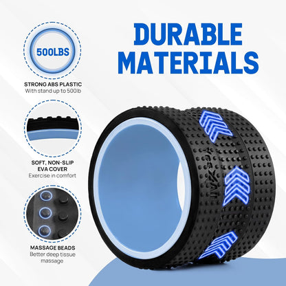 Yes4All Yoga Wheel Roller, 500 lb Capacity Back Cracker Roller for Comfort HIPS & Neck, Available in 6”/10”/12” Sizes