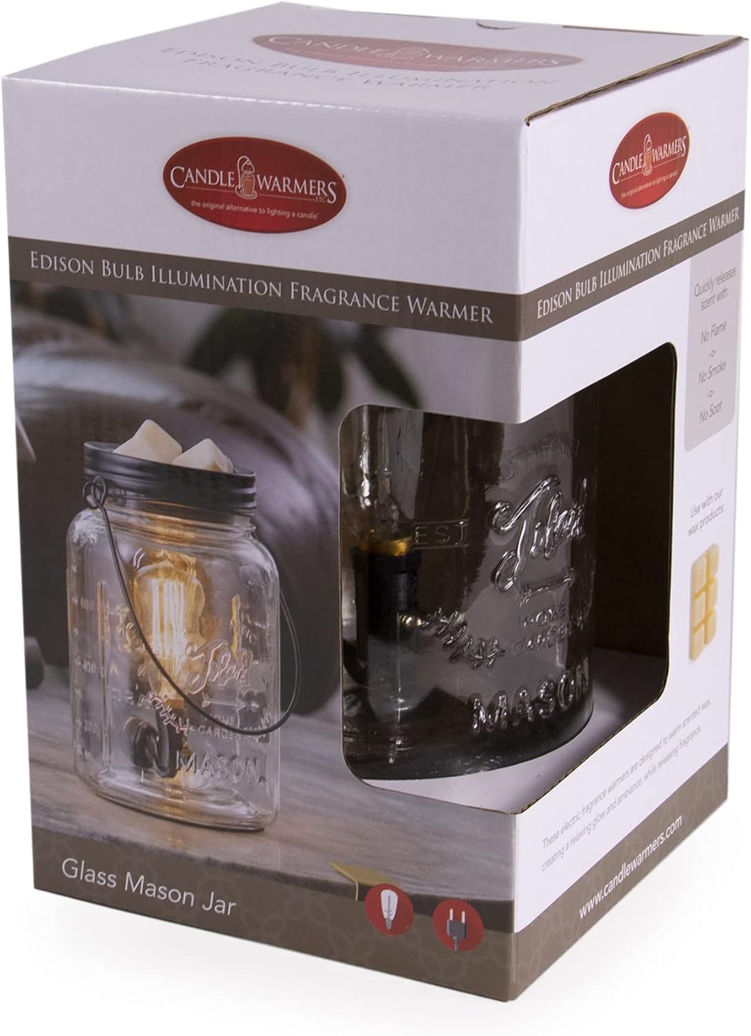 Candle Warmers ETC. Vintage Bulb Illumination Fragrance Warmer- Light-Up Warmer for Warming Scented Candle Wax Melts and Tarts to Freshen Room, Apothecary