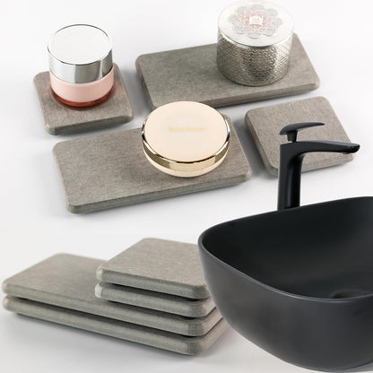 NiuYichee Set of 4 Water Absorbent Diatomite Coasters, Dish Soap Stone Tray