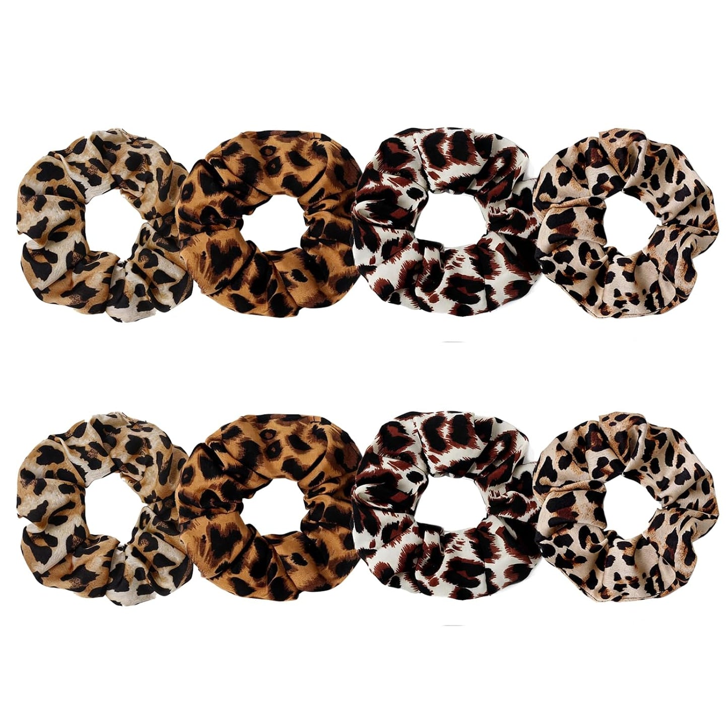 Satin Scrunchies for Women – 8PCS Blush & Brown Silk Hair Ties Set – No Crease, Frizz-Free, Gentle Elastic Hair Bands, Soft & Stylish Everyday Hair Accessories Gifts